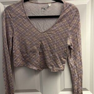 PacSun Cropped Argyle Long-sleeve